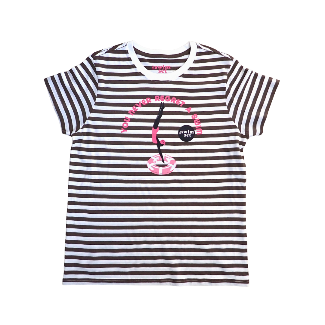 TSHIRT 'YOU NEVER REGRET A SWIM' DIVER INTO SWIM RING CHOCOLATE