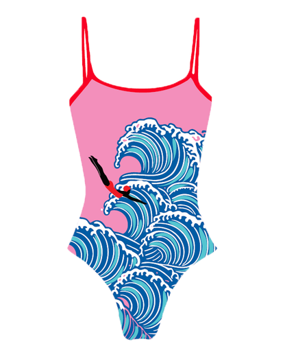 SWIMSUIT  "YOU NEVER REGRET A SWIM" JAPANESE WAVE DIVER